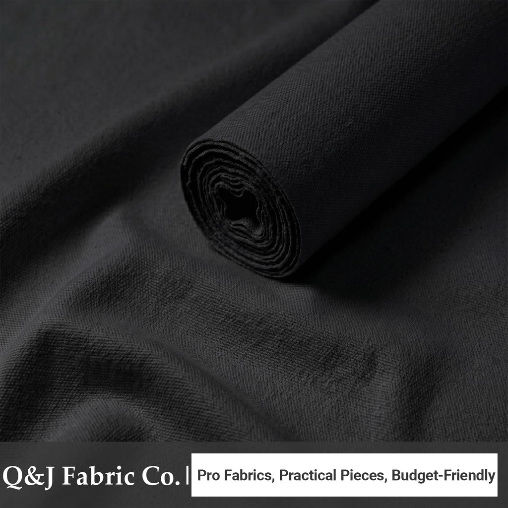 Black Poly Cotton Water Resistant Canvas Fabric, 5 Yards, 59 Inch Wide