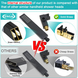 Square Matte Black Solid Brass Eco-Performance Hand Held Shower Head with Wall Connector and Hose Wall Mount Handheld