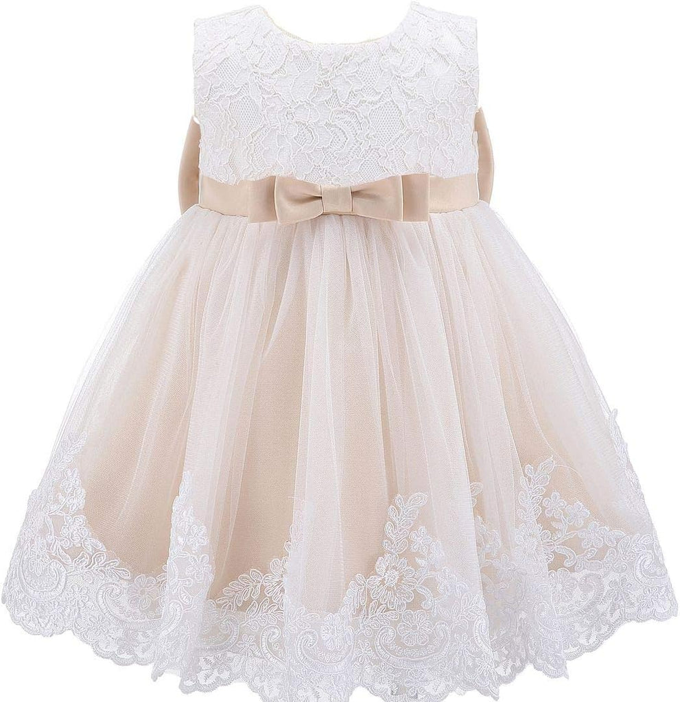 Baby Flower Girl Dress, Lace Wedding Tutu Gown with Headband