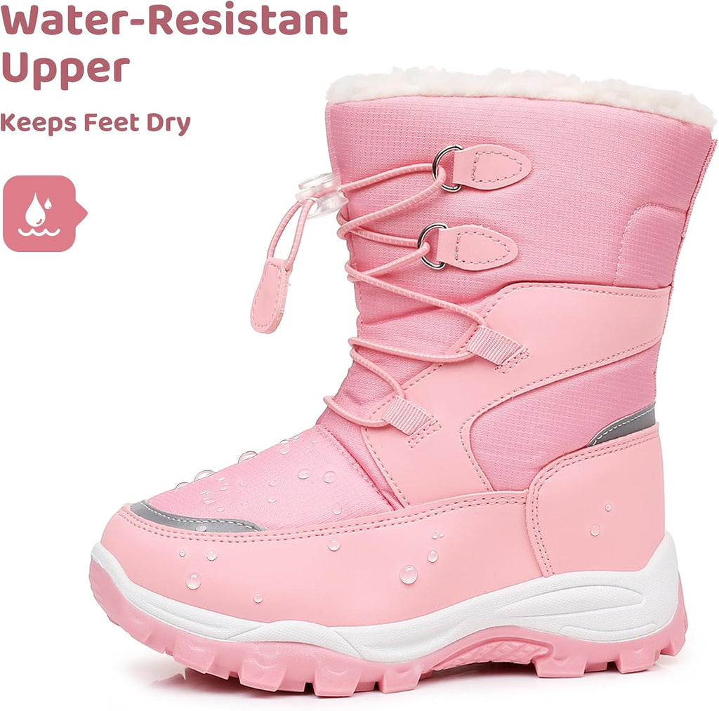Boys Girls Snow Boots Water-Resistant Warm Winter Boots