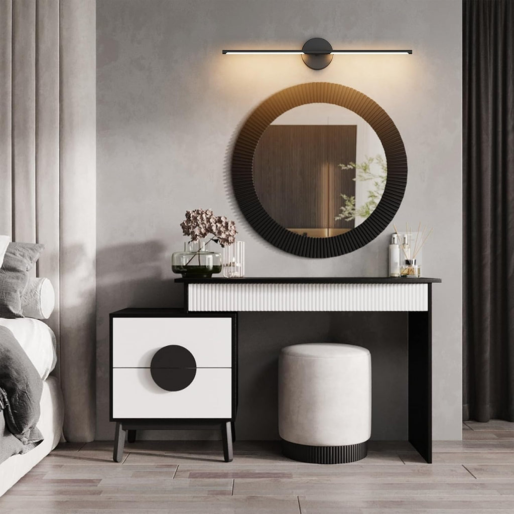 28In Black Wall Sconce Set of Two Hardwired 3000K LED Modern Wall Light Fixture 360° Rotatable for Living Room