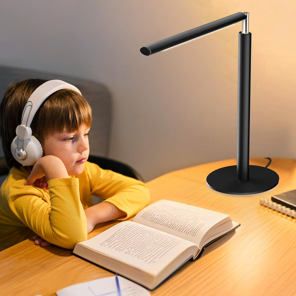 Metal LED Desk Lamp, 16" Dimmable Desk Light with Base, 15W 1200LM, Adapter Included, Color & Brightness Adjustable