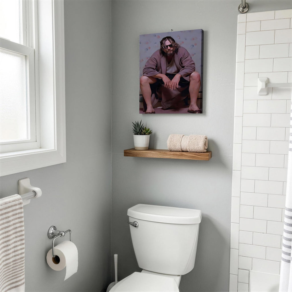 Chill Framed Canvas Wall Art Bathroom Decor The Dude in Robe from The Big Lebowski Poster Print Legendary Comedy