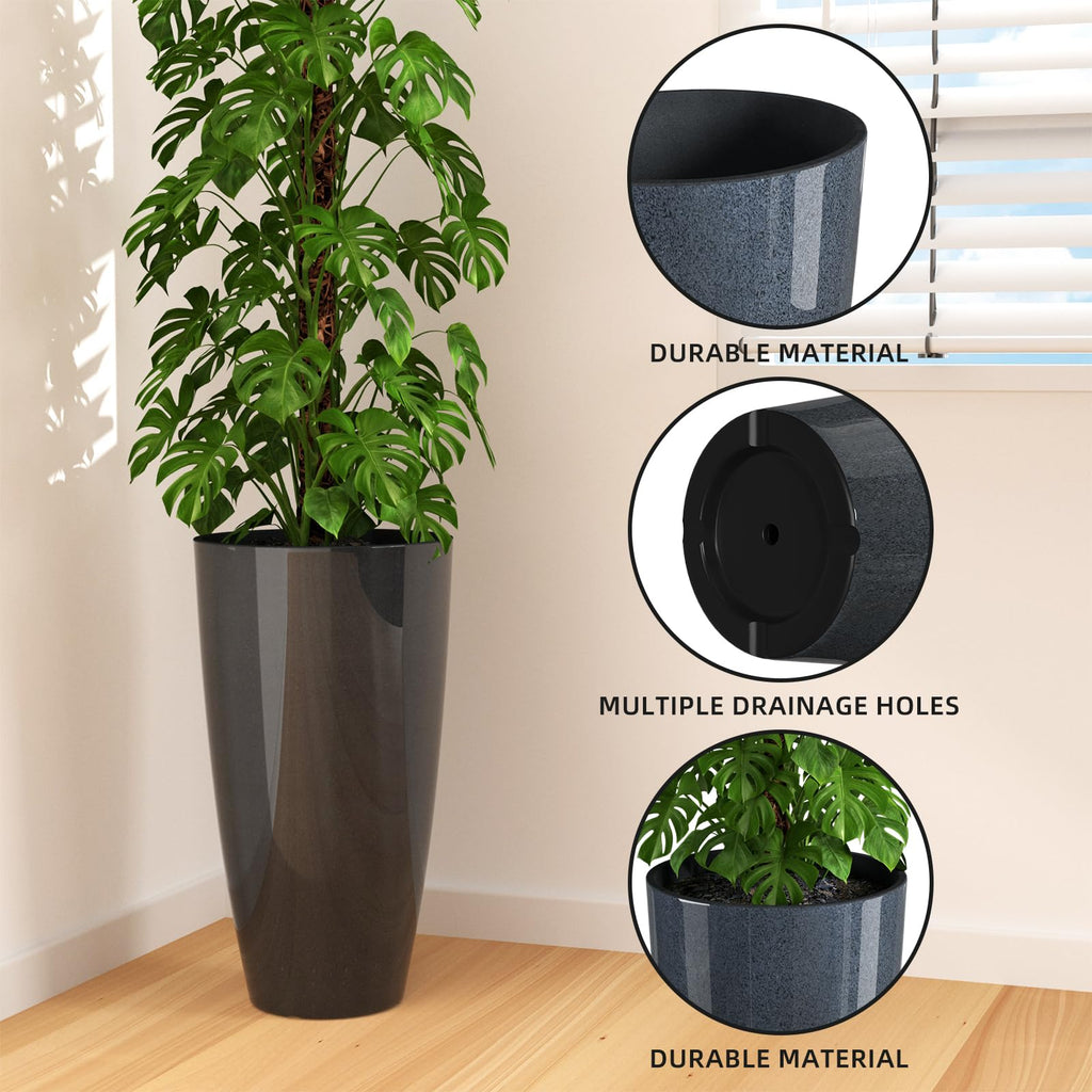 21 inch Tall Planters for Outdoor & Indoor Plants, 2 Pack Sturdy Plant-Flower-Tree Pots for Front Porch Patio Deck
