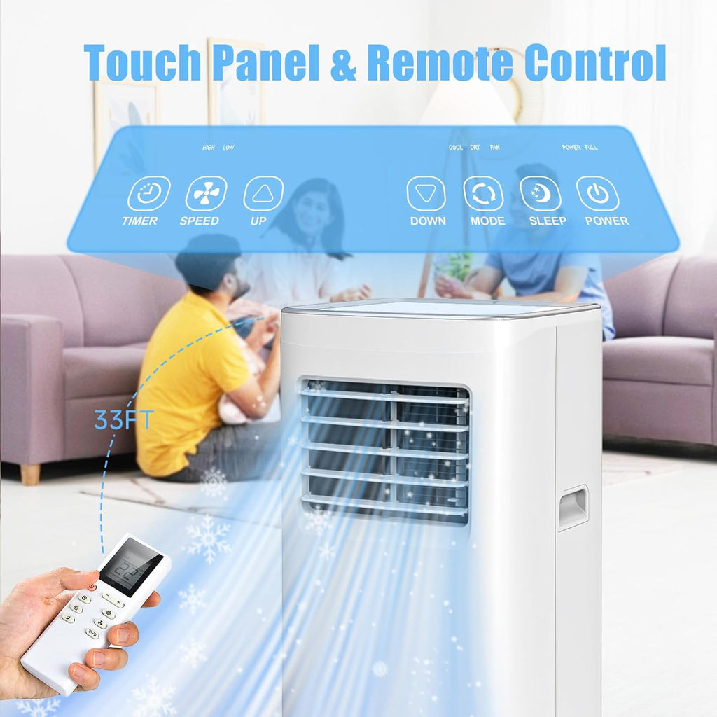 Portable Air Conditioners, 3-in-1 8500 BTU Cooling Unit with Fan & Dehumidifier for Room, Quiet Operation
