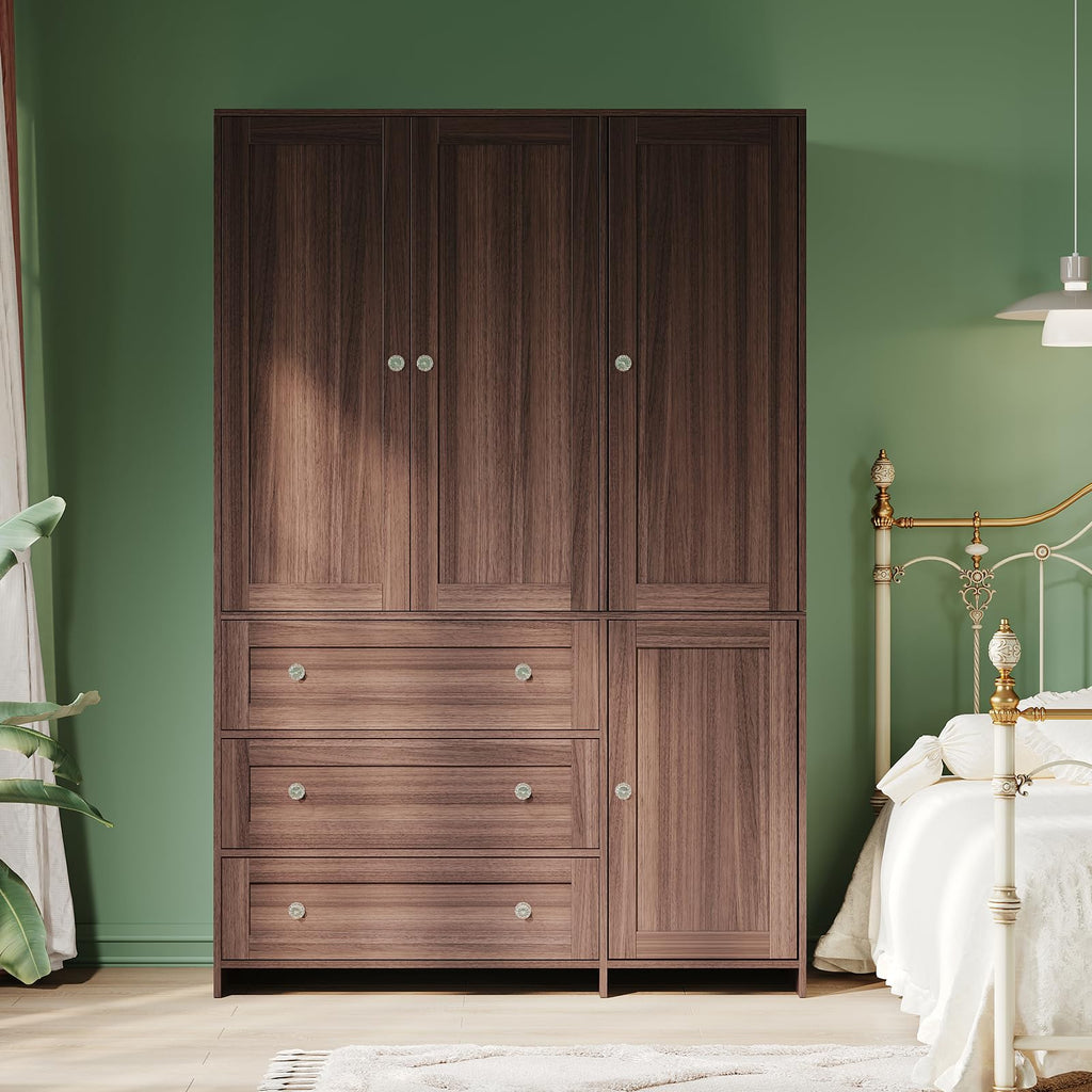 71" Armoire Wardrobe Closet with 3 Drawers and Mirror