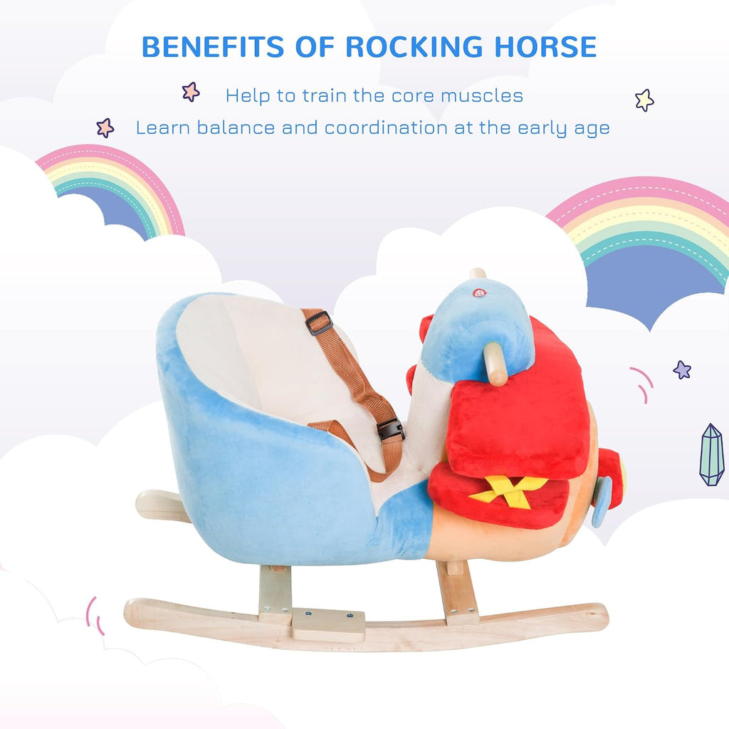 Kids Rocking Horse Baby Ride-on Plane Toy Seat Belt for 18 Month +