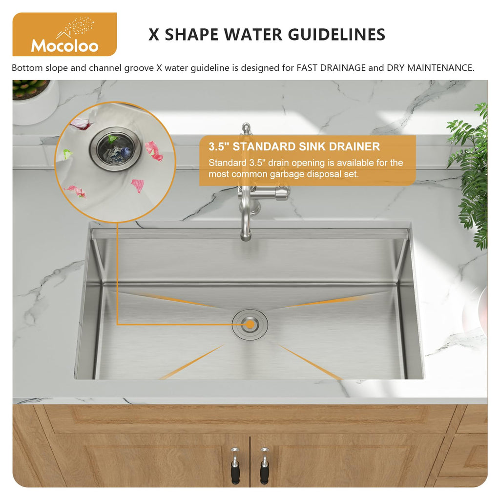 33 Undermount Kitchen Sink - 33 x 19 Undermount Sink Workstation Stainless Steel Kitchen Sinks 16 Gauge Single Bowl