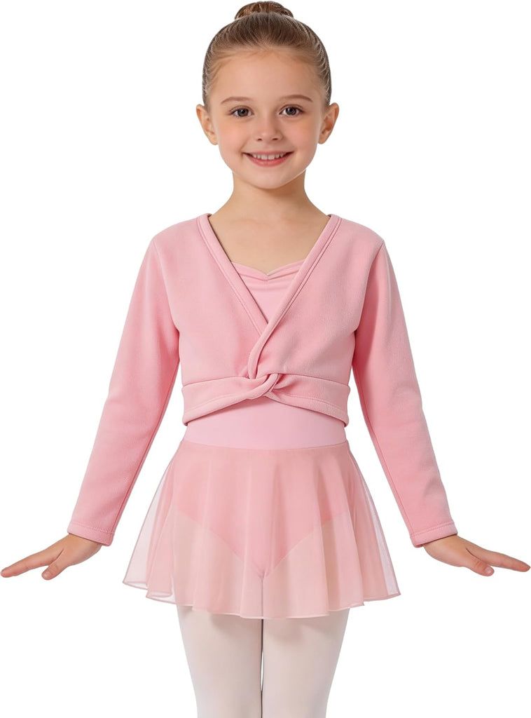 Girls Ballet Wrap Top Long Sleeve Dance Sweater Toddler