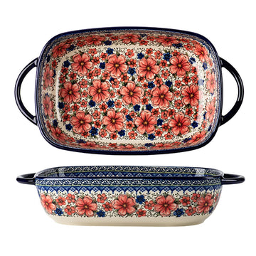 Vintage Style Pottery Bakeware Ceramic Casserole Dish Baking Pan Lasagna Pans Baking Dish with Handles for