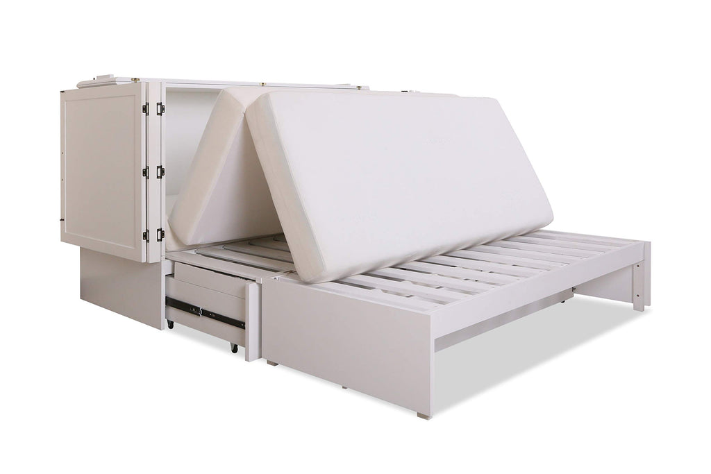 Paradiseo Murphy Cabinet Chest Bed with Charging Station 8 Inch, Queen (Angel White)