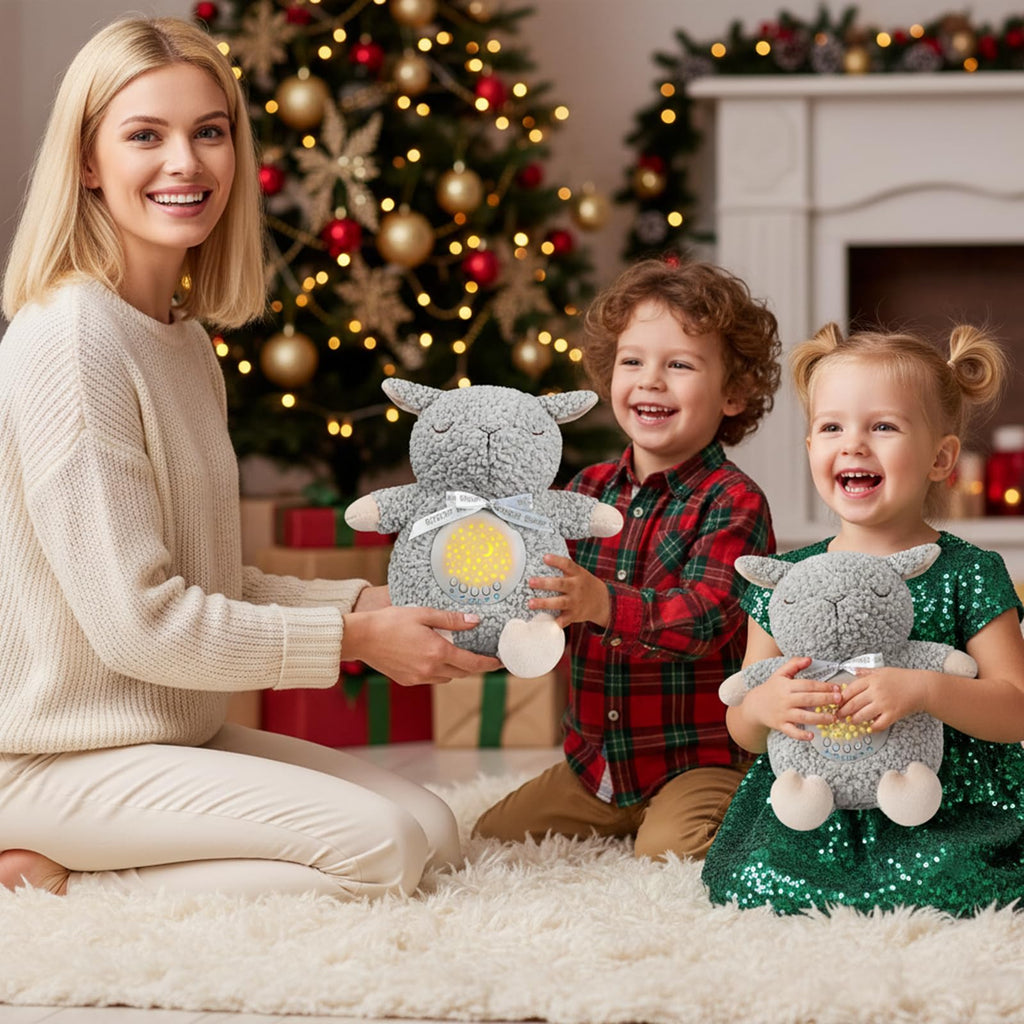 Baby Sleep Soother with Projector Night Light & Auto-Off Timer, Musical Sheep Plush Toy with White Noise, Heartbeat