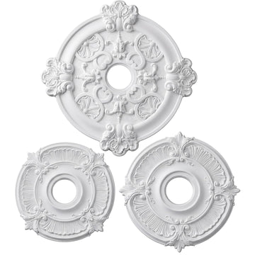 3 Pack Ceiling Medallions for Light Fixtures, Decorative Ceiling Rosettes in 3 Sizes, 13", 16.5" & 18" Od, Durable