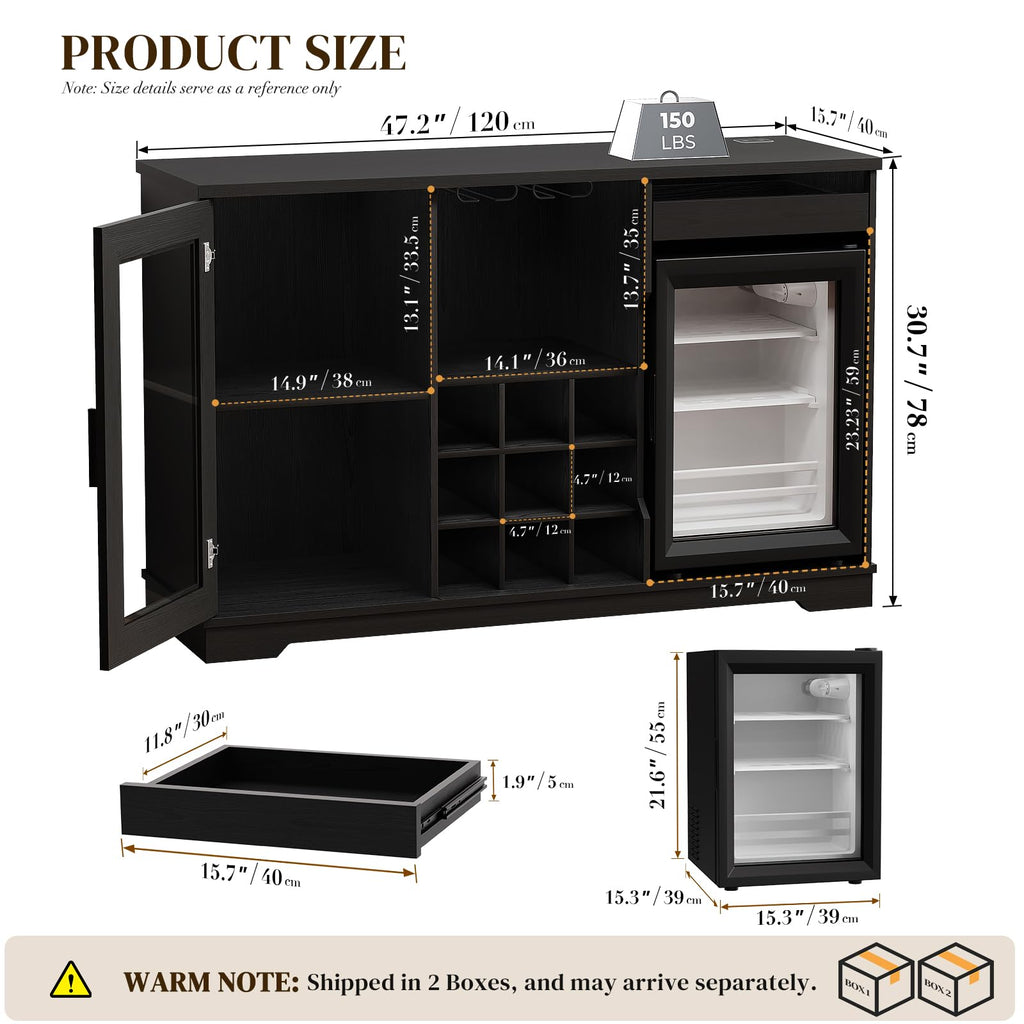Large Coffee Bar Cabinet with Fridge (Fridge Included)
