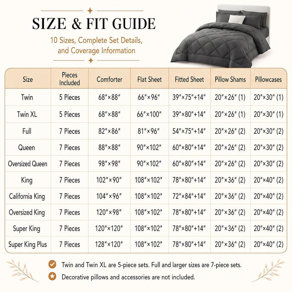 Oversized Comforter Set 98"x98", 7 Piece, Navy