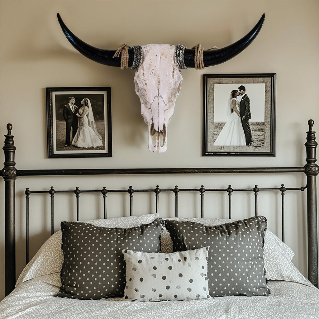 Longhorn Wall Decor Long Horns Wall Decor Resin Long Horn Skull Head Sculpture, Cow Skull Accent for Western Gothic