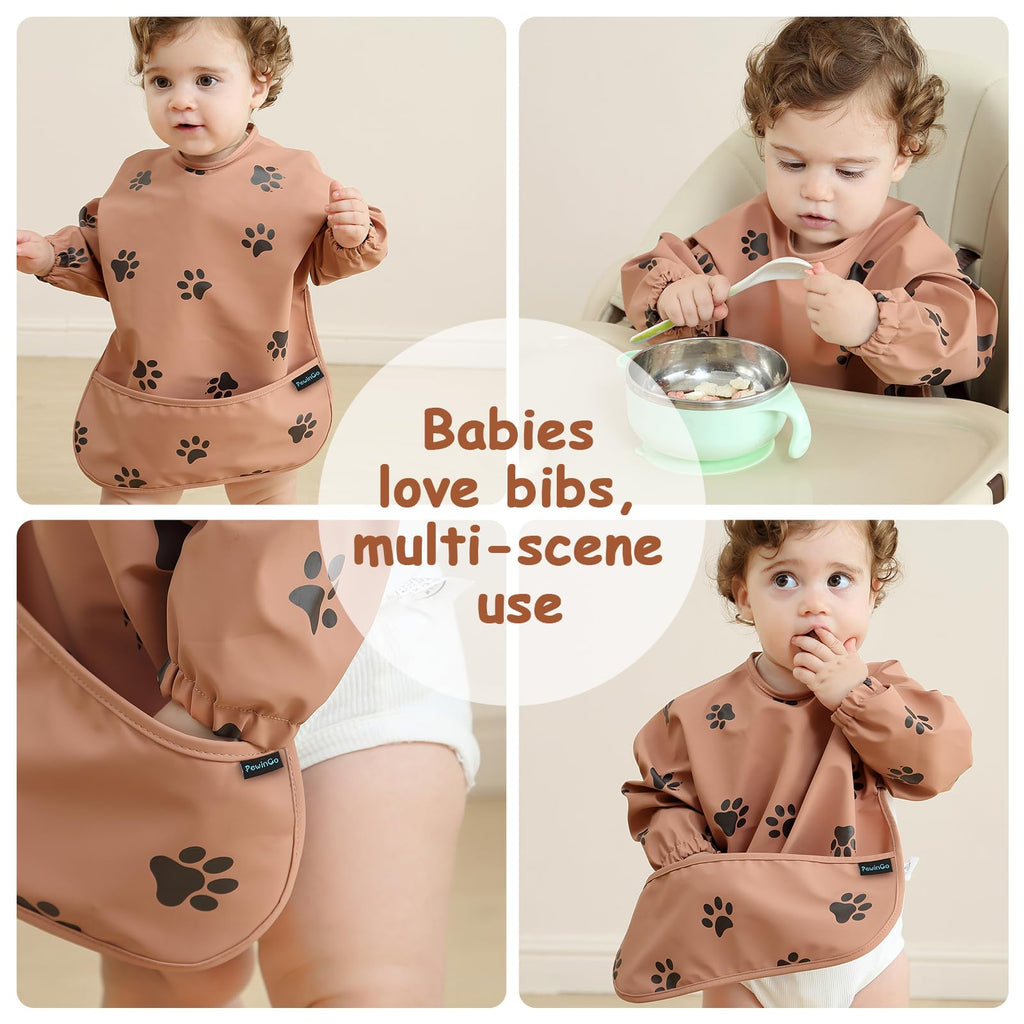 Baby Bib with Long Sleeves Bib & BLW, Machine Washable & Soft and Skin-Friendly Material, Coverall Bibs for Baby