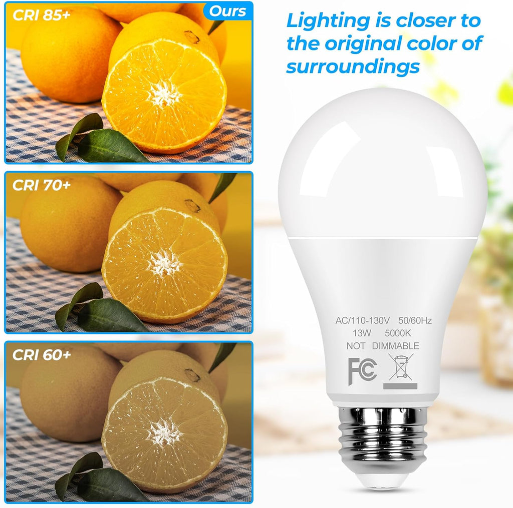12-Pack A19 LED Light Bulbs 100W Equivalent Bulbs, Super Bright 1500 Lumens 13W 5000K Daylight White Bulbs with
