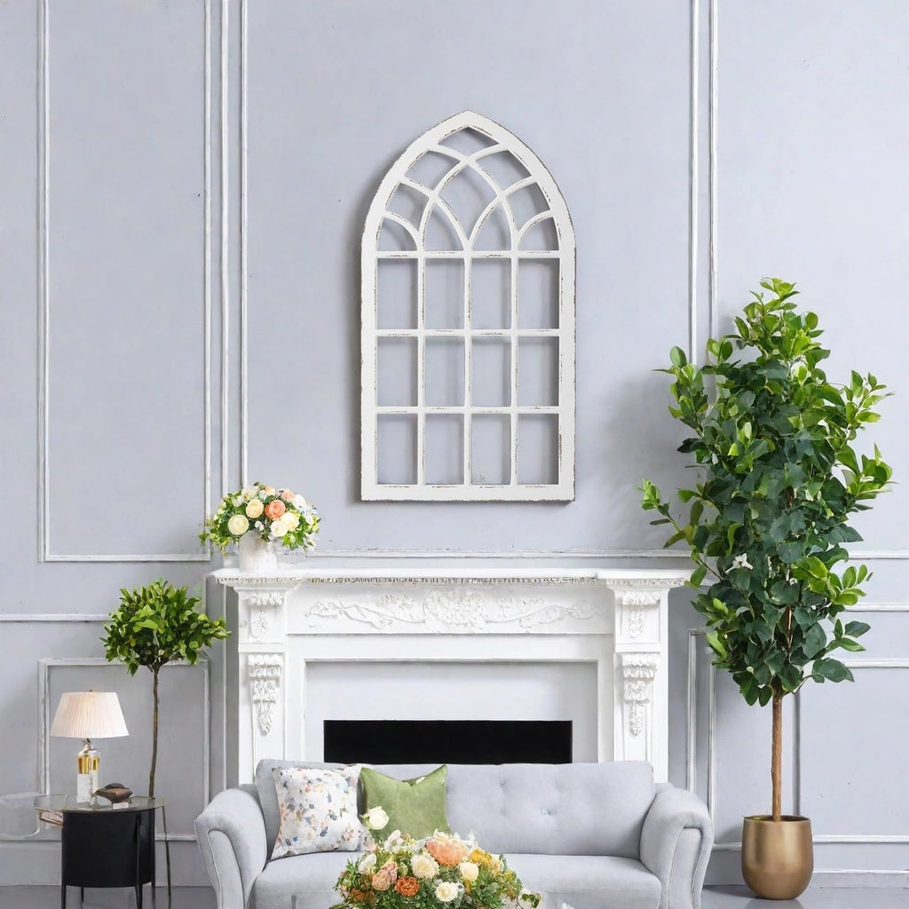 Large Farmhouse Arched Window Frame Wall Decor 44 X 24 Inch