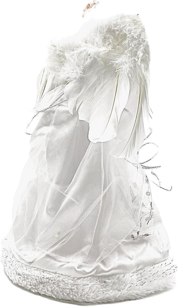 Ice Palace Lighted White and Silver Angel Christmas Tree Topper with Clear Lights, 12"