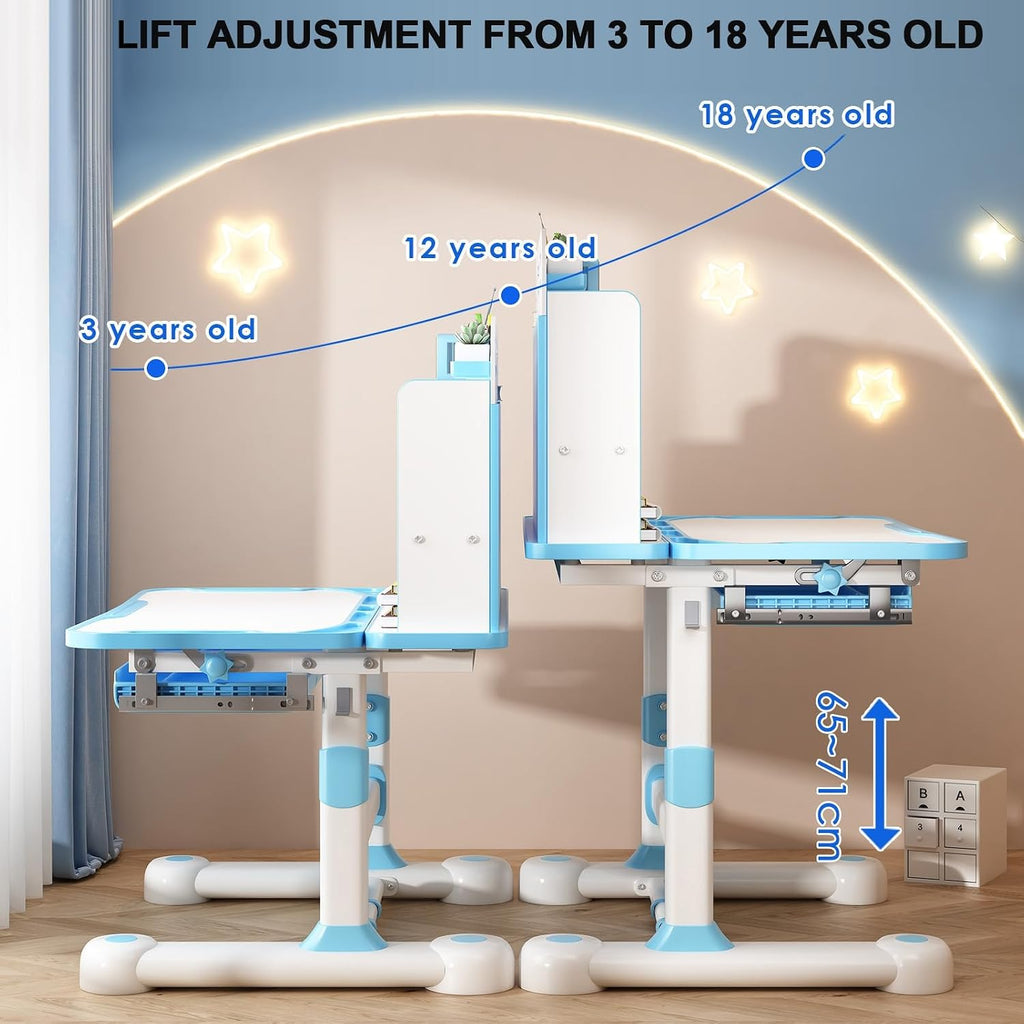 Kids Desk and Chair Set Toddler Desk Art Table for Kids School Desk Height Adjustable Kids Drawing Table with Sitting