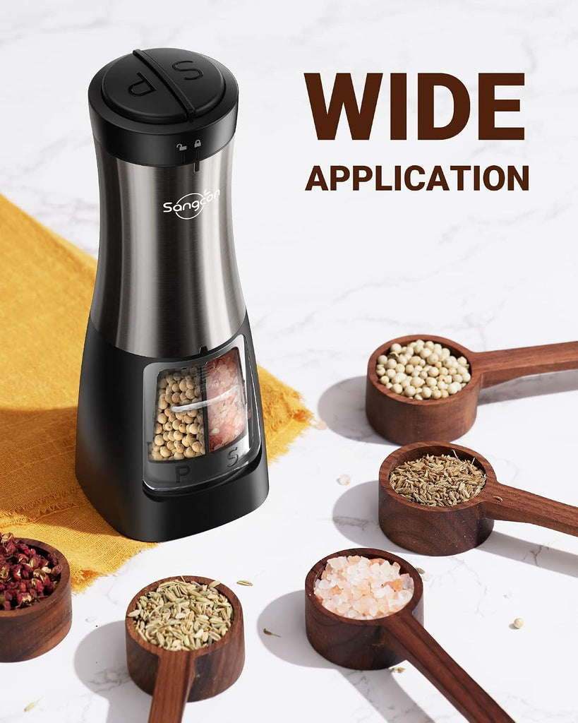 2-in-1 Automatic Electric Salt and Pepper Grinder with LED Light