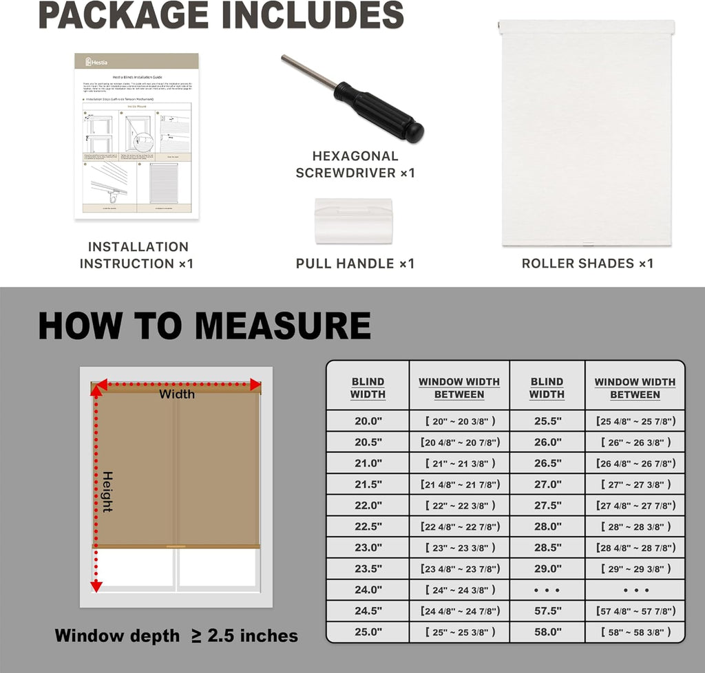 Blackout Roller Shades with Valance,White,20" W X 72" H | No-Drill Cordless Linen-Like Thermal Insulated Blinds, UV