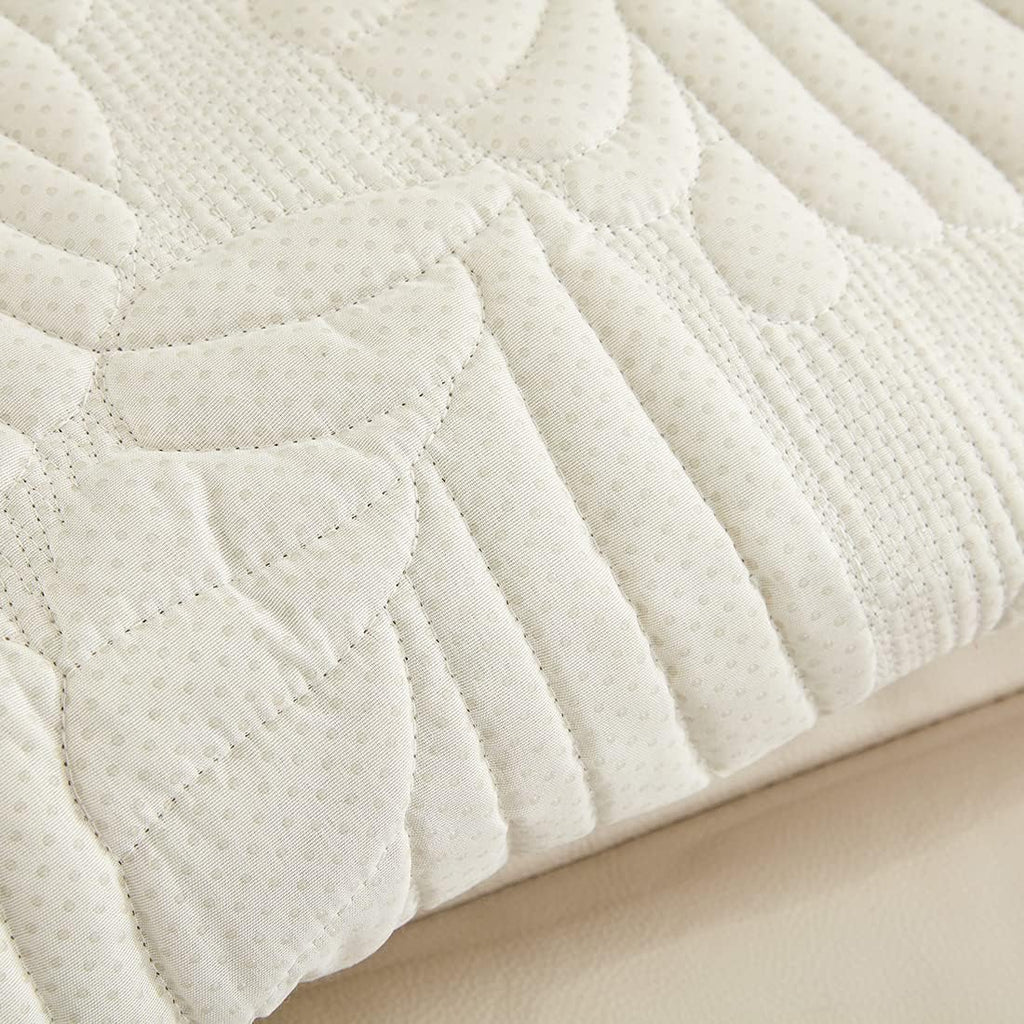 Palm Leaves Velvet Plush Quilted Recliner Chair Cover Anti-Slip Super Soft Furniture Protector with Elastic Straps
