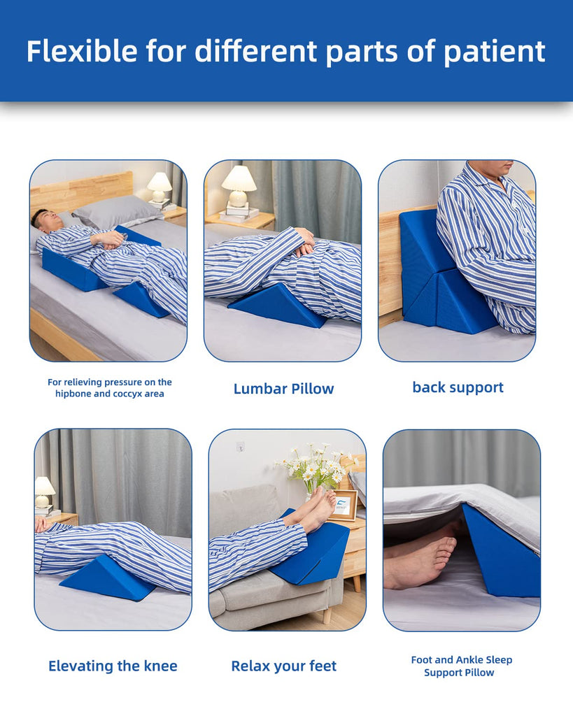 Positioning Wedge Pillow for Side Sleeping (3 in 1), 40 Degree Triangle Bed Wedges & Body Positioners for Back Pain