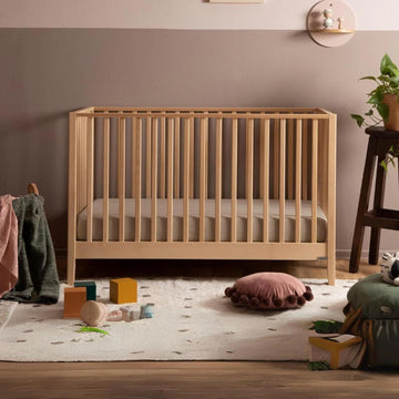 Baby LaLa 3-in-1 Convertible Wood Crib Bed, Made in Italy, Natural