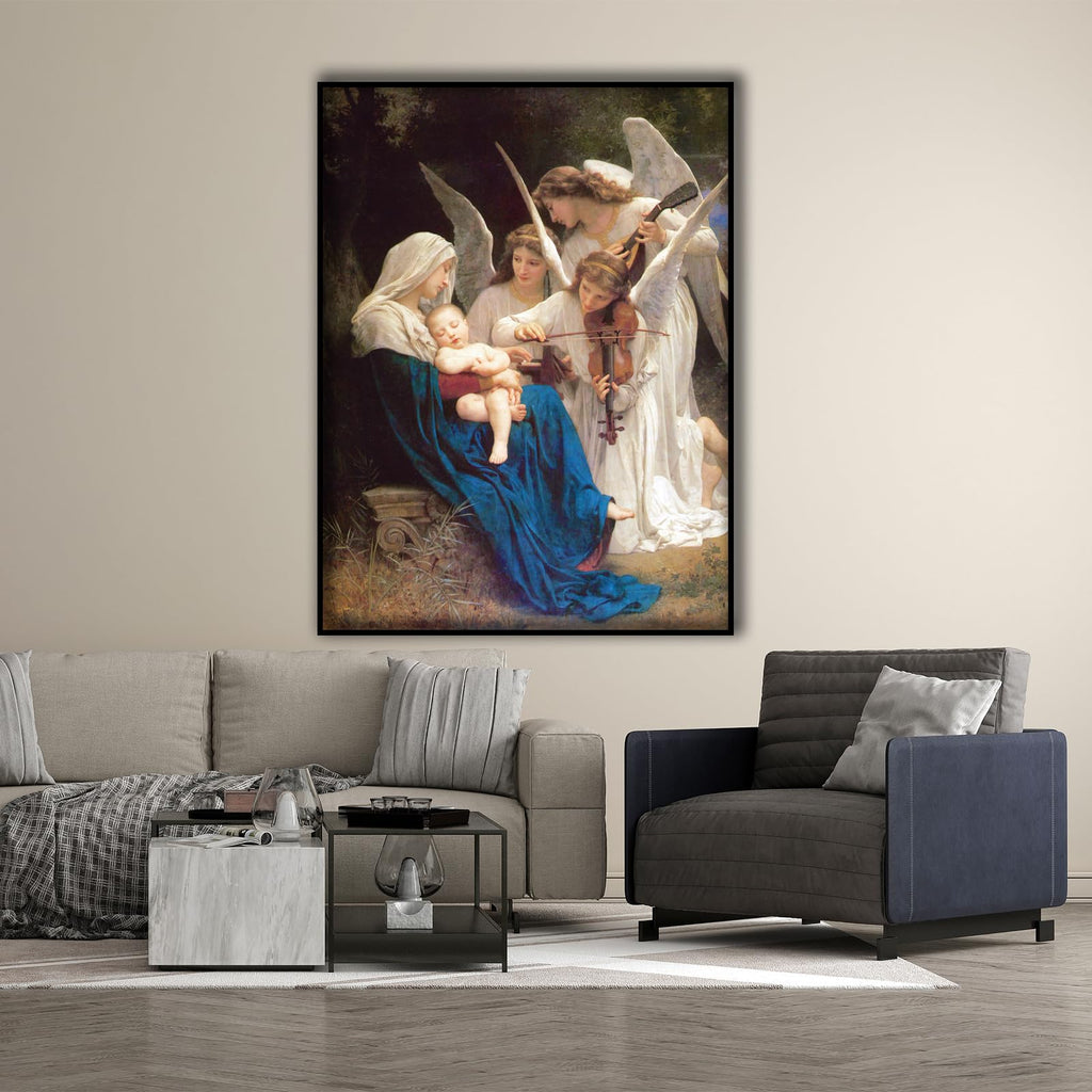 William Adolphe Bouguereau Art Prints - Virgin and Angel Poster - Virgin Mary Angels Choir Wall Art Canvas