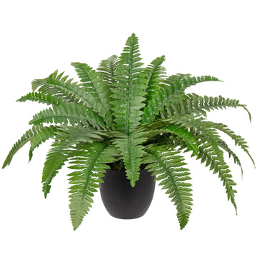 17.7" Fake Fern Potted Plant Small Artificial Boston Ferns in Pot 25 Leaves for Outdoors & Indoor Faux Fern Bush