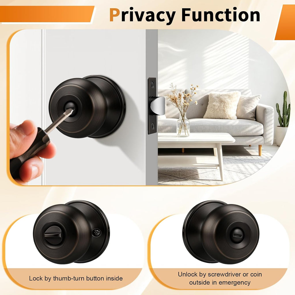 Privacy Door Knob Bed Bathroom Interior Door Handle Lock Oil Rubbed Bronze
