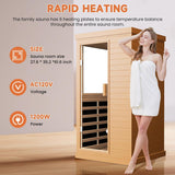 Far Infrared Sauna Home Sauna Spa Room Canadian Hemlock Wood 1200W Indoor Saunas Low EMF 110V with 7 Color Light and
