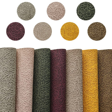 8''x12''(21cmx30cm) Flower Textured Embossed Faux Leather Sheets Retro Autumn Color Synthetic Fabric for Leather Bows