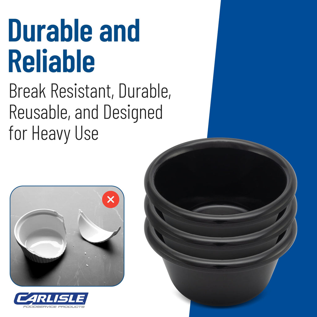 SAN Smooth Fluted Ramekin, 3 oz Capacity, 1.43" Height, Black (Case of 48)
