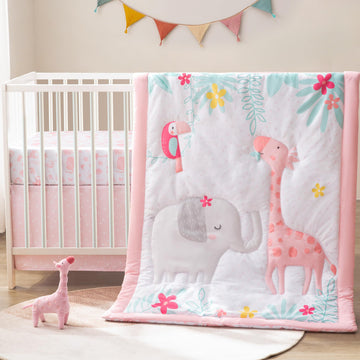 Crib Bedding Set with Plush Toy for Baby Boys Girls, Oeko-Tex
