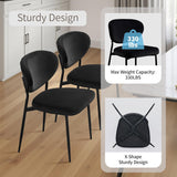 Black Dining Chairs Set of 2 Velvet Upholstered Dining Room Chairs Wide Seat Filled with 58D Memory Foam Modern