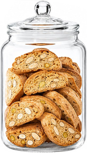 Biscotti Jar, 1/2 Gallon Wide Mouth Glass Cookie Jar, Glass Canisters with Airtight Lids, Kitchen Canisters