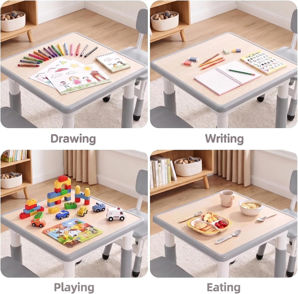 Kids Table and 4 Chairs Set, Anti-Slip Toddler Activity Desk