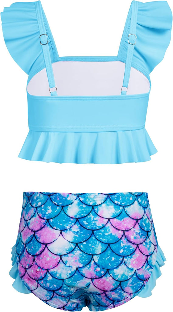 Girls Two Piece Swimsuits Ruffled Kid Bikini Sets Adjustable Straps Bathing Suits Toddler Beach Swimwear