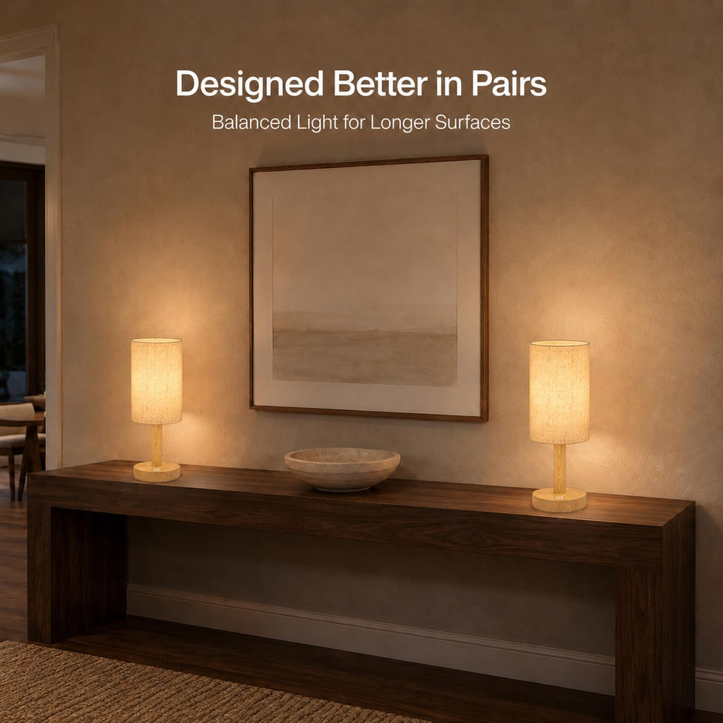 Small Rechargeable Cordless Table Lamp, Nightstand to Desk, Light Oak