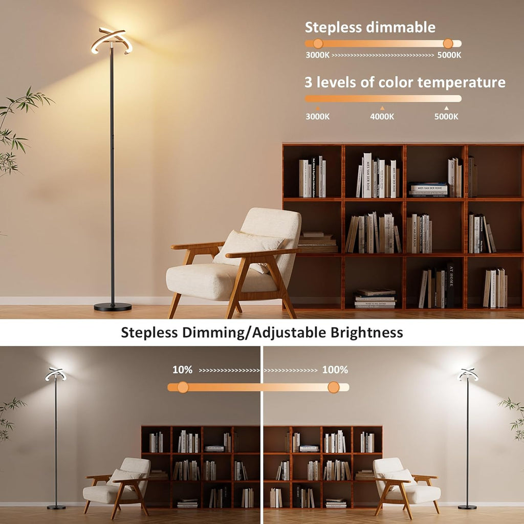 Floor Lamps, 40W/2400LM Rotatable LED Floor Lamp with Touch & Remote Control, 70" Tall Standing Lamp Stepless Dimmable