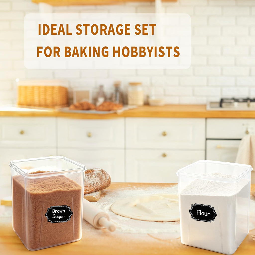 Flour Sugar Storage Containers, 10 Pack Large Airtight Food Storage Containers with Lids Pantry Organization