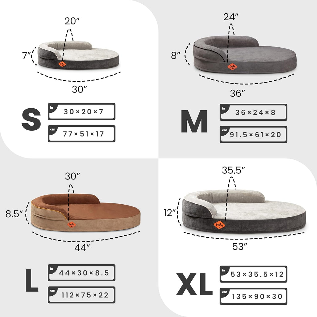 Memory Foam Oval Dog Bed (36x25x8Inches, Dark Gray), Orthopedic Dog Bed for Dogs with Durable Waterproof Liner &