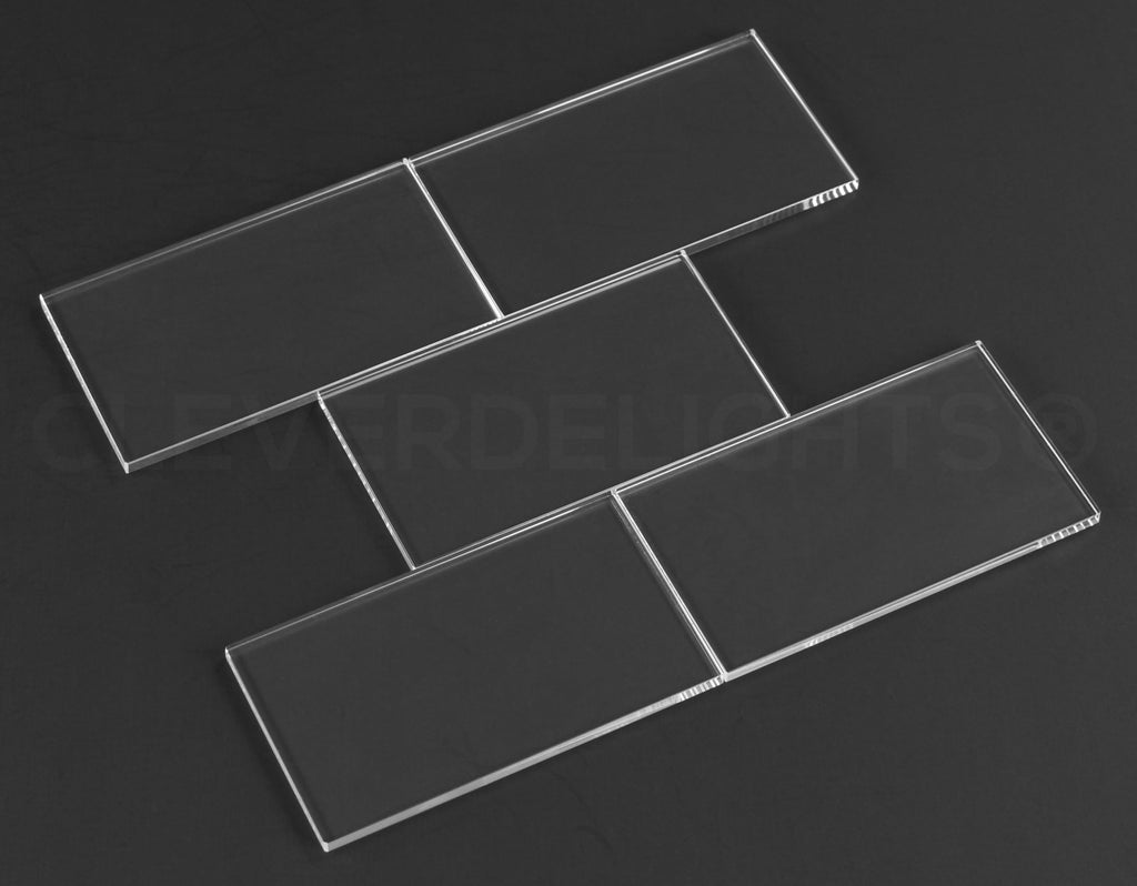 2" x 3.5" Rectangle Clear Glass Tiles - 10 Pieces