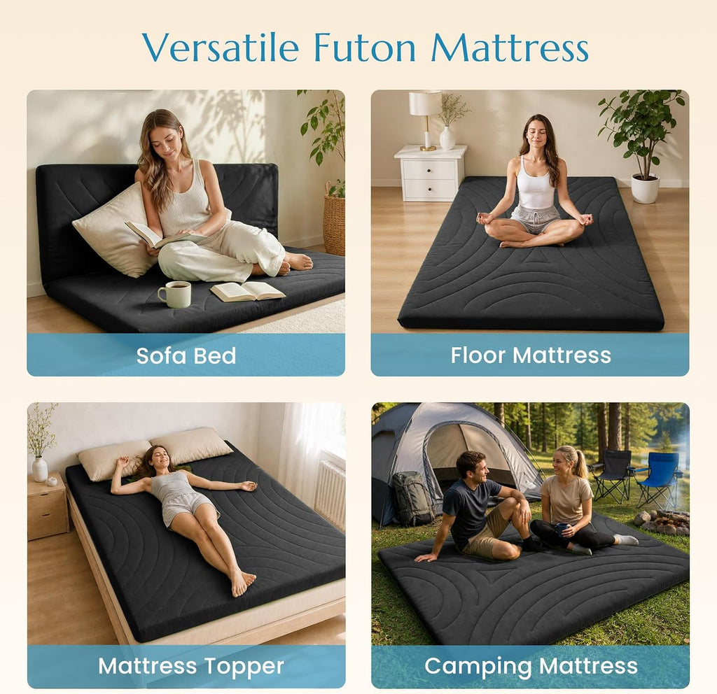 4in Japanese Floor Mattress, Foldable Futon Mattress