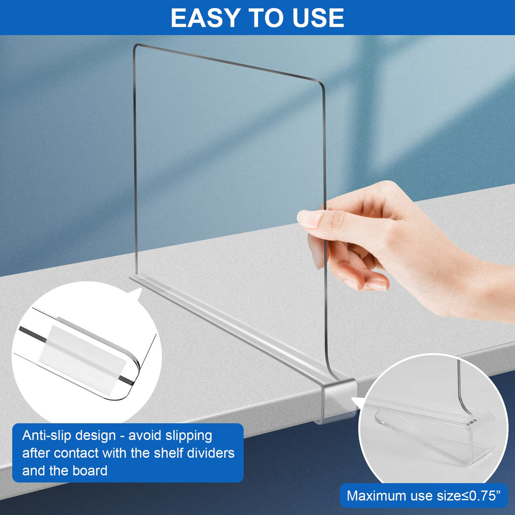 Acrylic Shelf Dividers for Closet Organization 6PCS Closet Shelf Divider Closet Dividers for Shelves Shelf Organizer