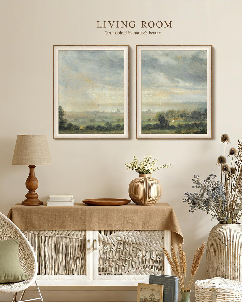 Framed Impressionist Countryside Scene Wall Art Set, 16×20 Inch