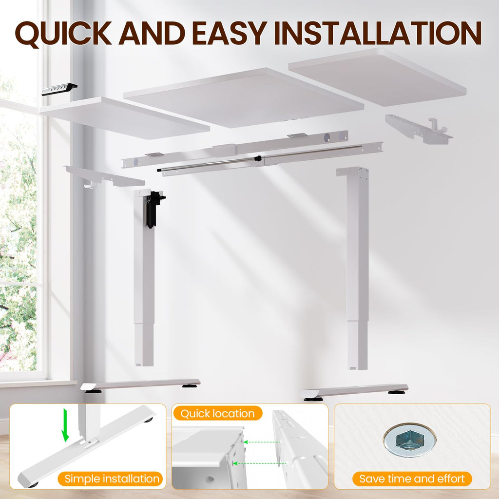 63"x28" Wider Large Standing Desk, Electric Height Adjustable, White